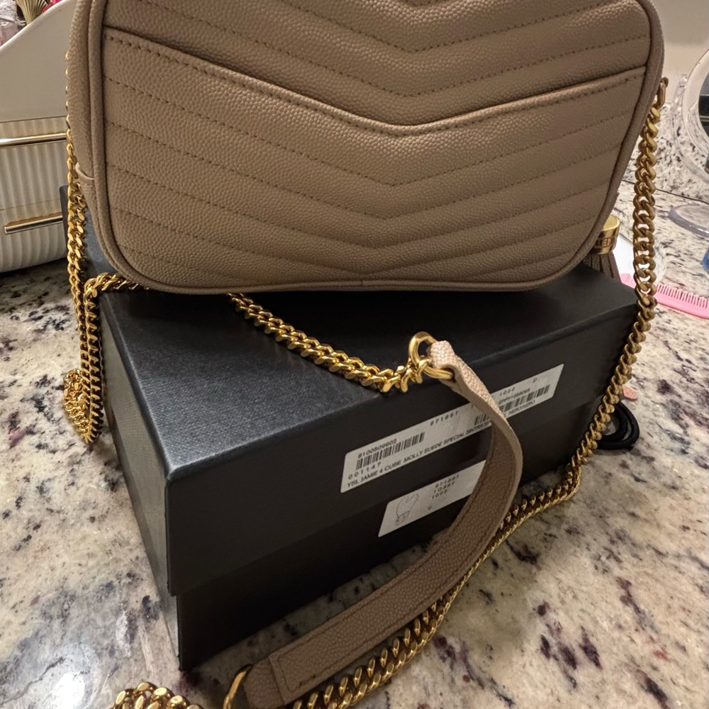 Yves Saint Laurent Taupe Quilted Crossbody Bag - Picture 4 of 4